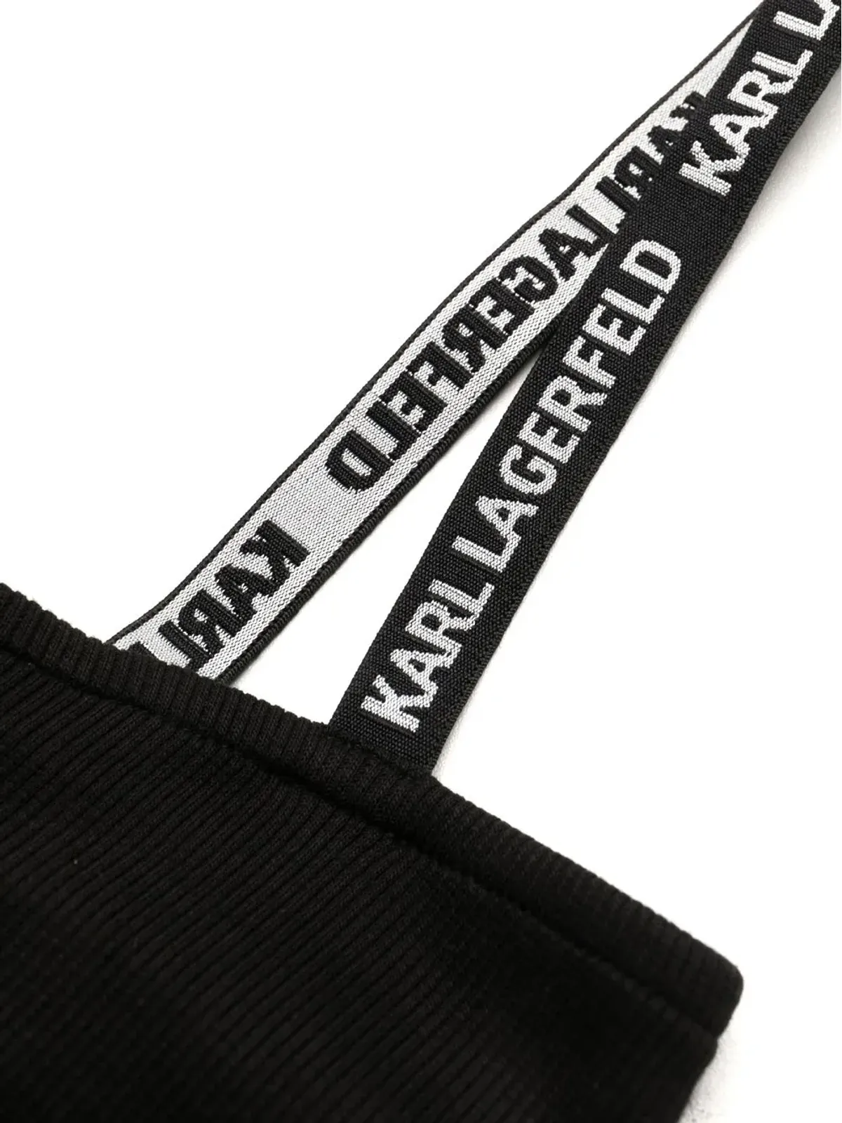 Karl Lagerfeld リブ編みロゴストラップ バンドゥブラ - 画像3