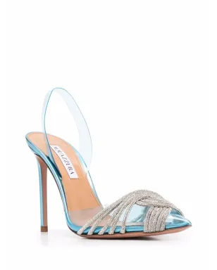 Aquazzura ラインストーン装飾のスリングバック・ストレットヒールパンプス - ブルー - サムネイル2