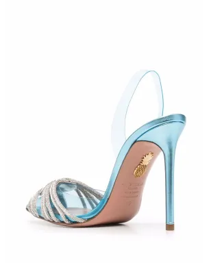 Aquazzura ラインストーン装飾のスリングバック・ストレットヒールパンプス - ブルー - サムネイル3