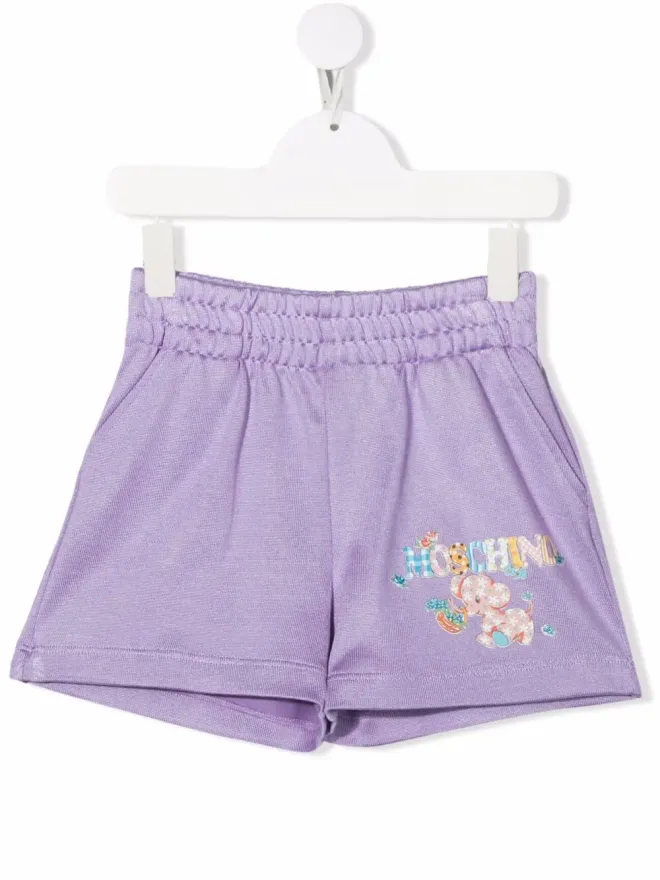 Moschino Kids Moschino Kids ロゴプリント・エラスティテッドショーツ - Purpleの商品画像