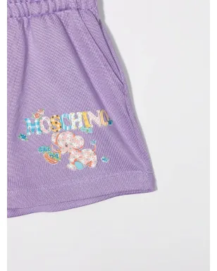 Moschino Kids ロゴプリント・エラスティテッドショーツ - Purple - サムネイル3