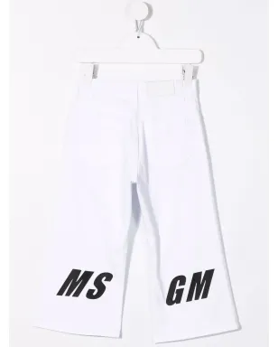 MSGM Kids ロゴプリント ワイドレッグジーンズ - サムネイル2