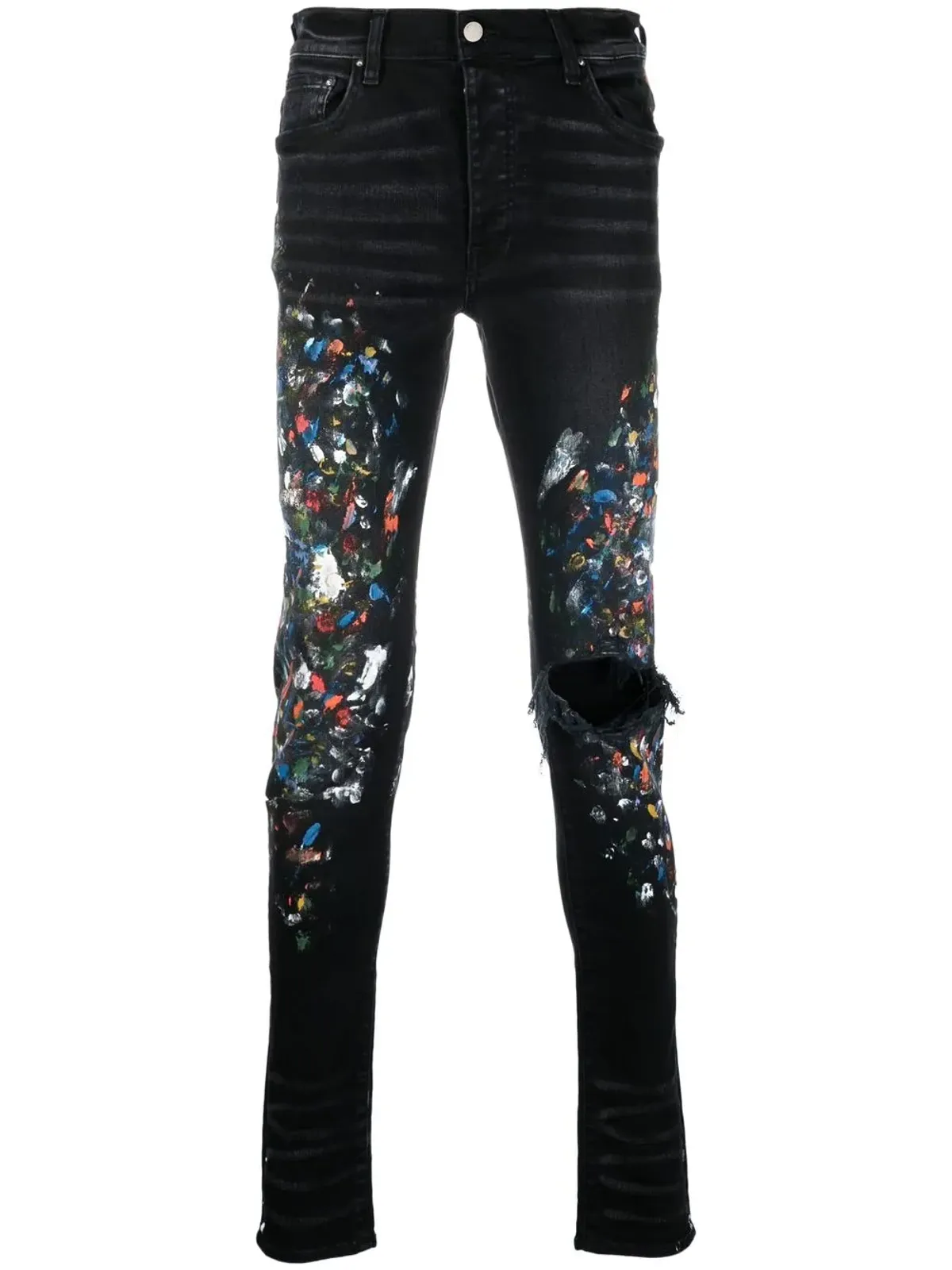 AMIRI ペイントプリント・ダメージ加工スキニージーンズ - 画像1