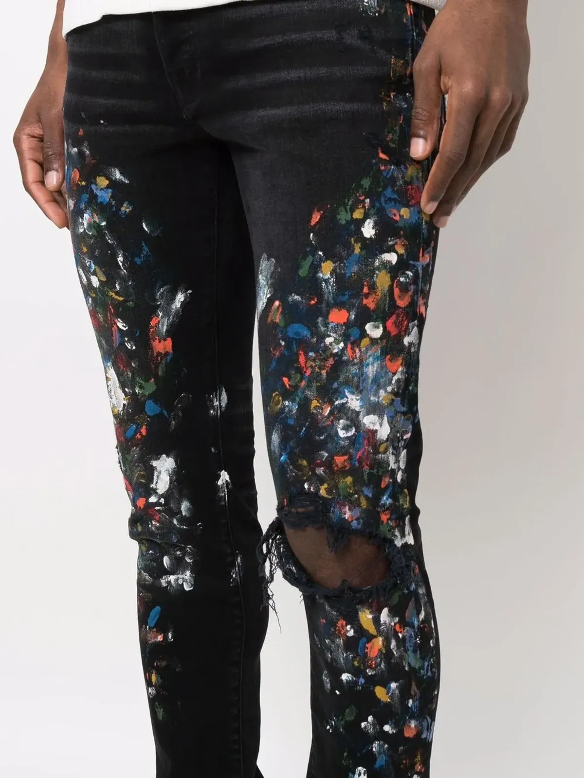 AMIRI ペイントプリント・ダメージ加工スキニージーンズ - 画像5