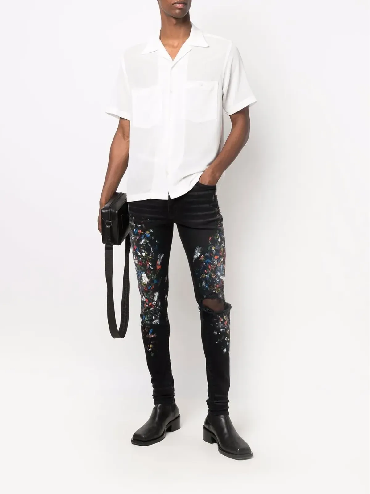 AMIRI ペイントプリント・ダメージ加工スキニージーンズ - 画像2