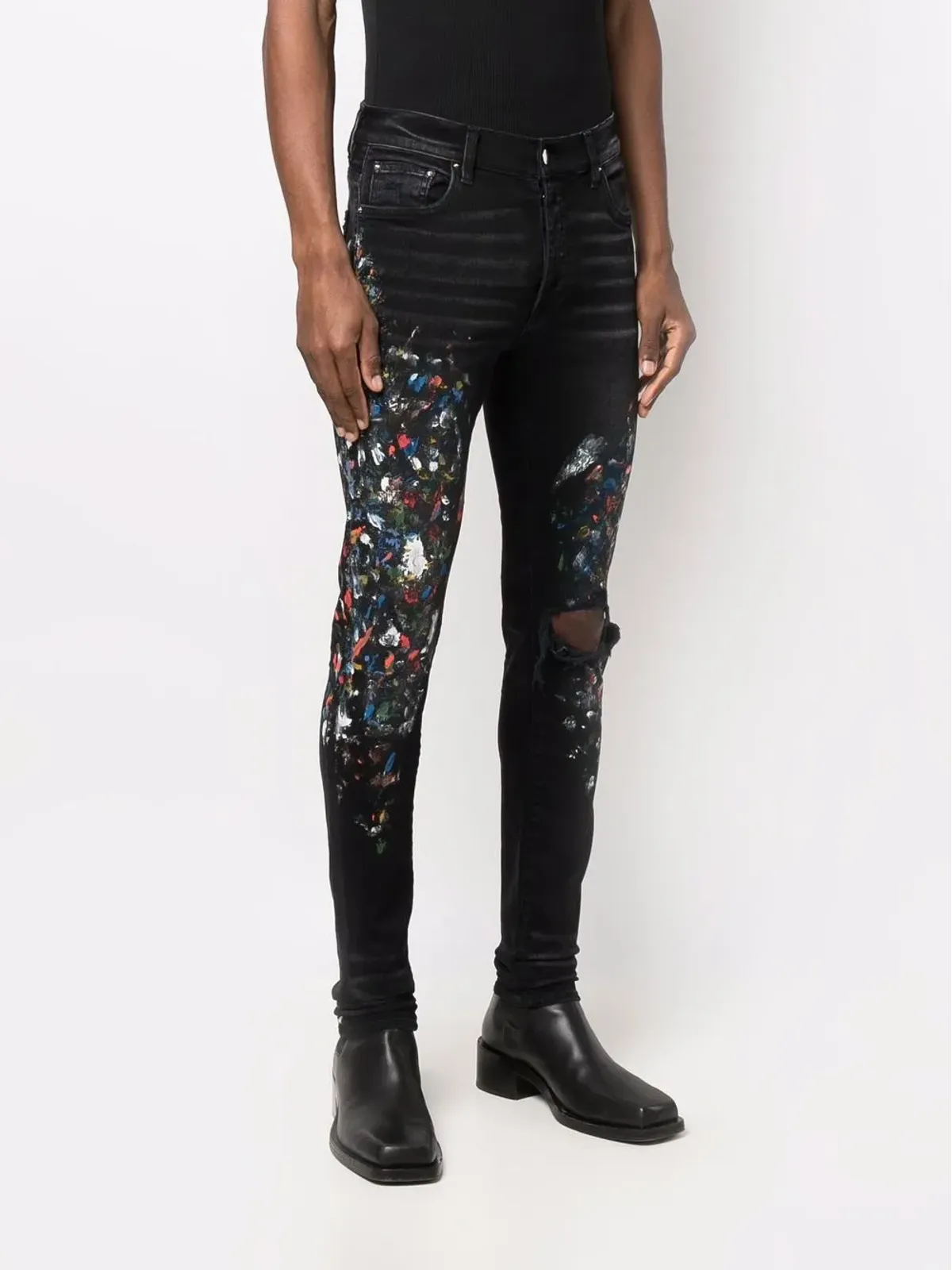 AMIRI ペイントプリント・ダメージ加工スキニージーンズ - 画像3