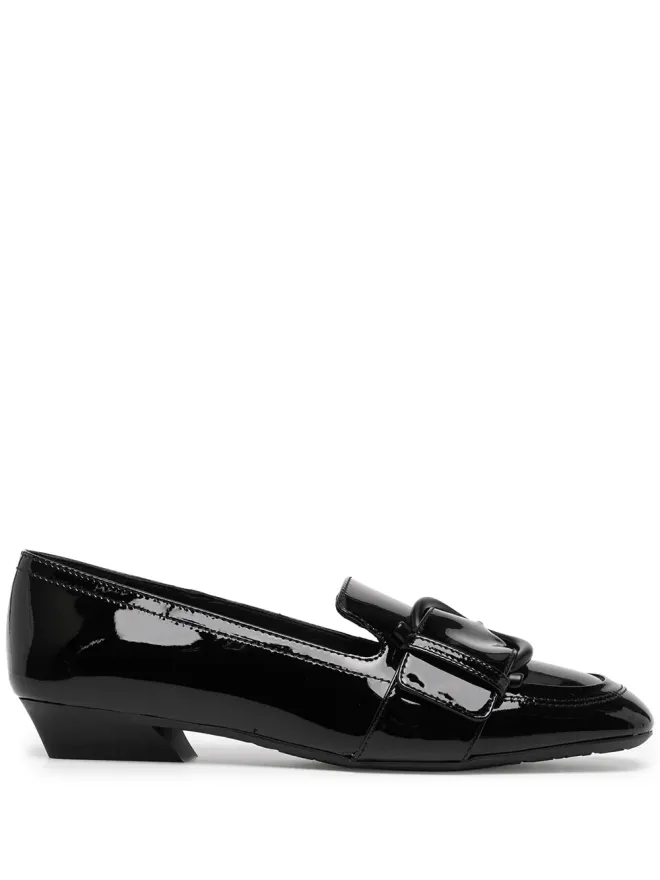 FERRAGAMO Ferragamo ブラックのバックルディテール レザー ローファーの商品画像