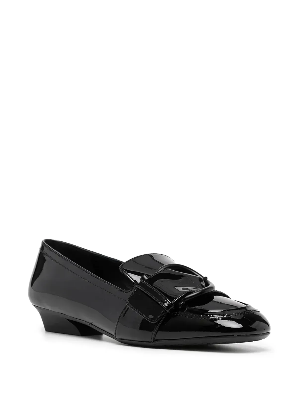 Ferragamo ブラックのバックルディテール レザー ローファー - 画像2