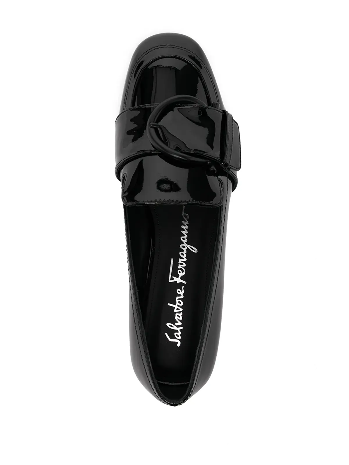 Ferragamo ブラックのバックルディテール レザー ローファー - 画像4