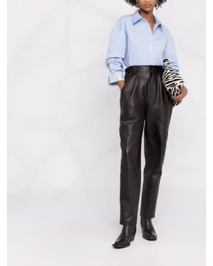 ISABEL MARANT ストレートレッグレザーパンツ - ブラック - サムネイル2