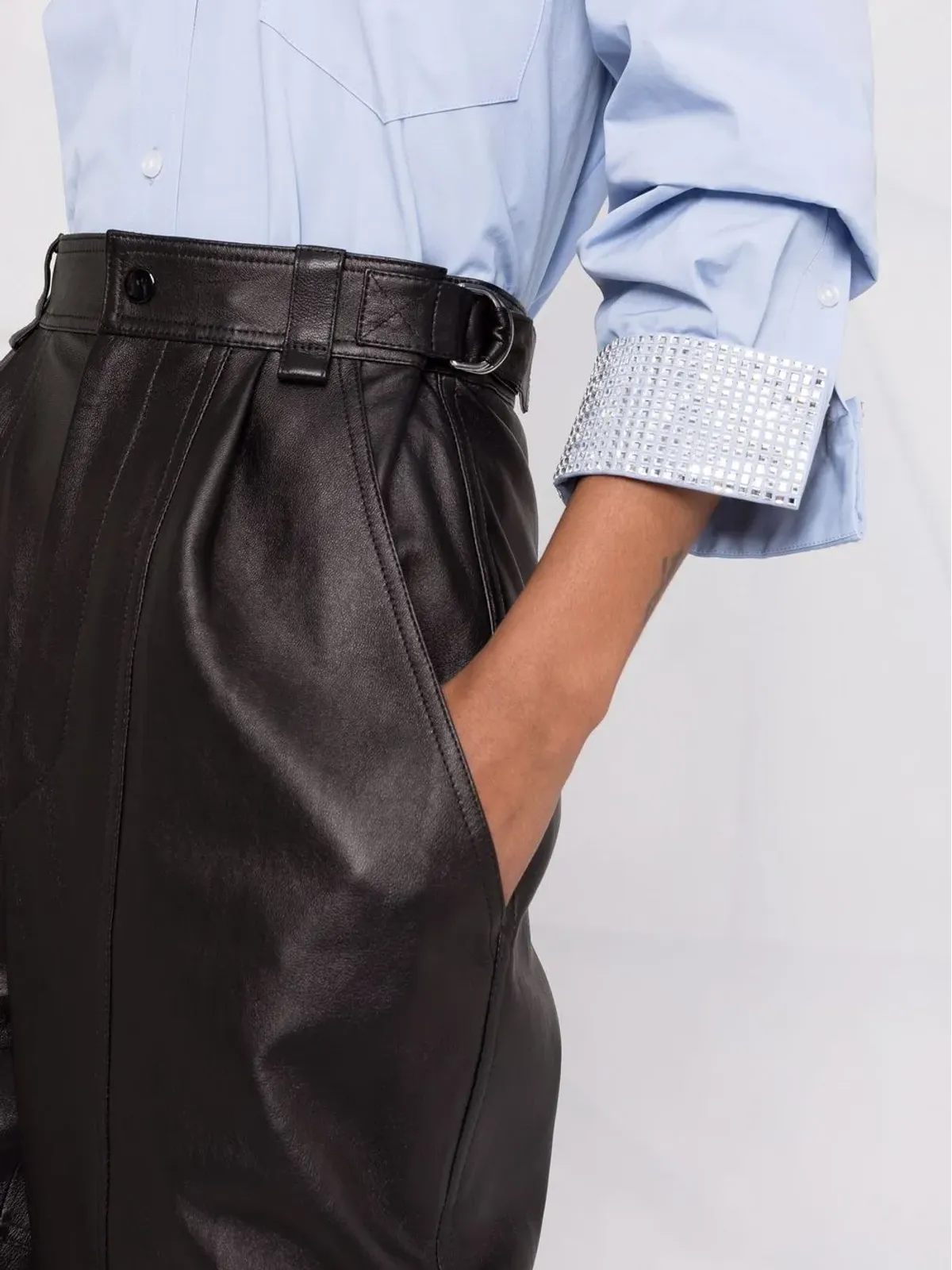 ISABEL MARANT ストレートレッグレザーパンツ - ブラック - 画像3