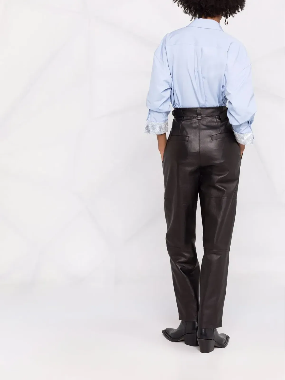 ISABEL MARANT ストレートレッグレザーパンツ - ブラック - 画像4