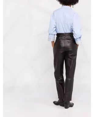 ISABEL MARANT ストレートレッグレザーパンツ - ブラック - サムネイル4