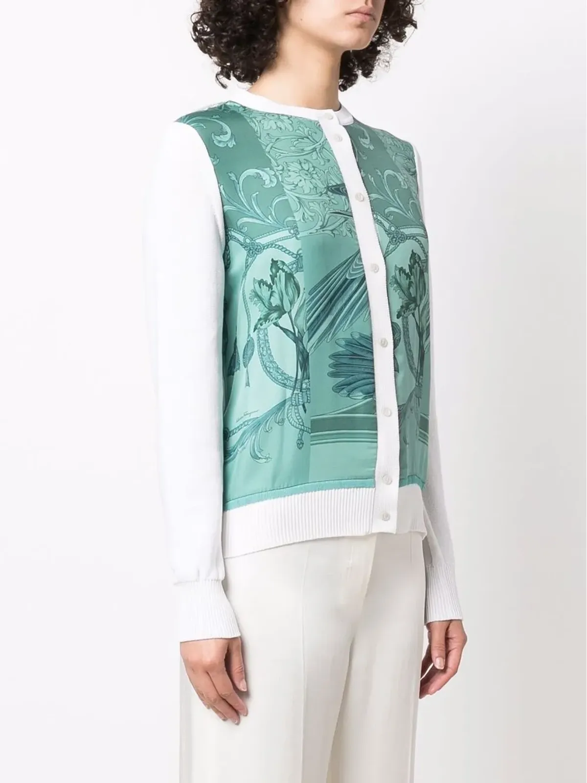 Ferragamo フローラルプリント ボタン留めカーディガン - White - 画像3