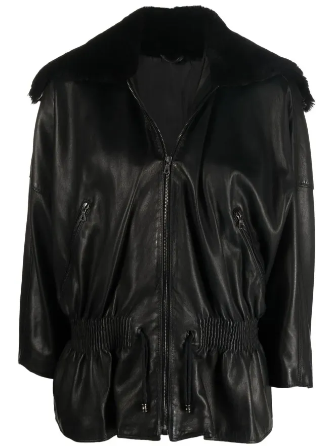 Versace Pre-Owned Versace Pre-Owned 1980年代 シアリングカラー ジャケット - ブラックの商品画像
