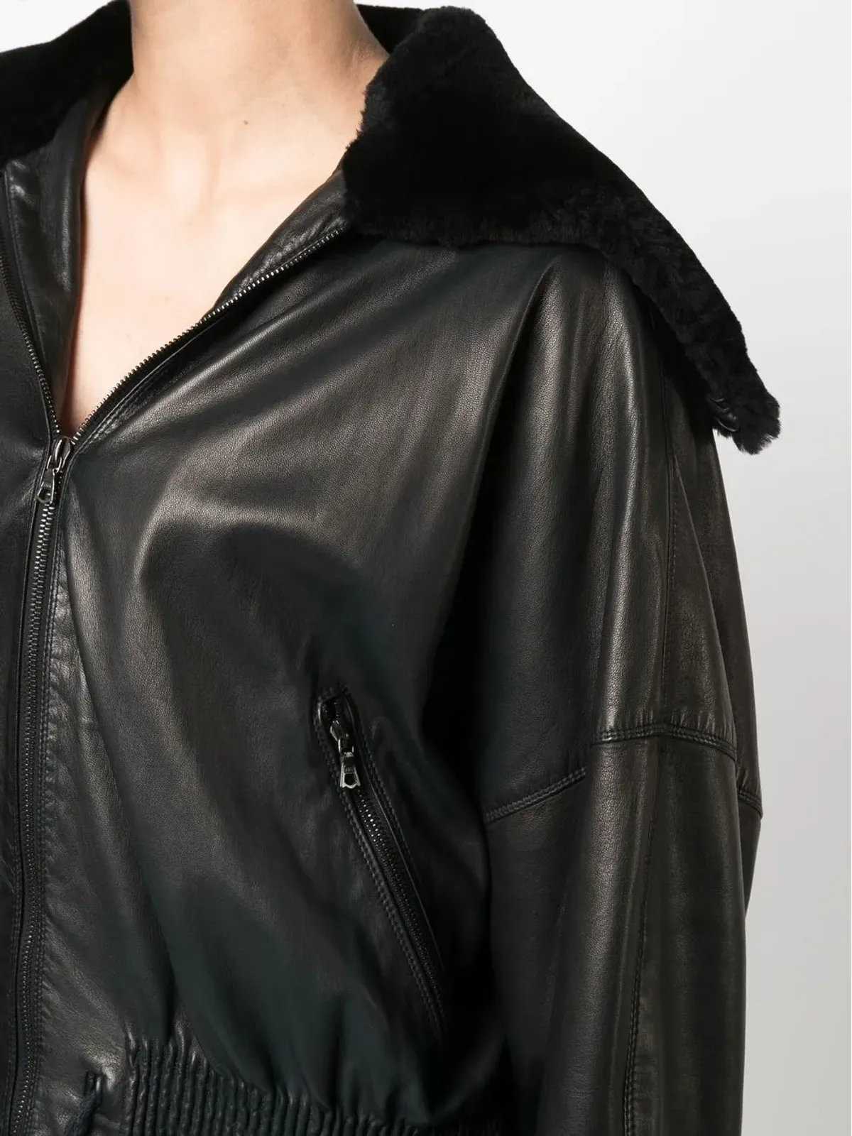 Versace Pre-Owned 1980年代 シアリングカラー ジャケット - ブラック - 画像5