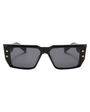 Balmain Eyewear ロゴスクエアフレームサングラス - ブラック - サムネイル1