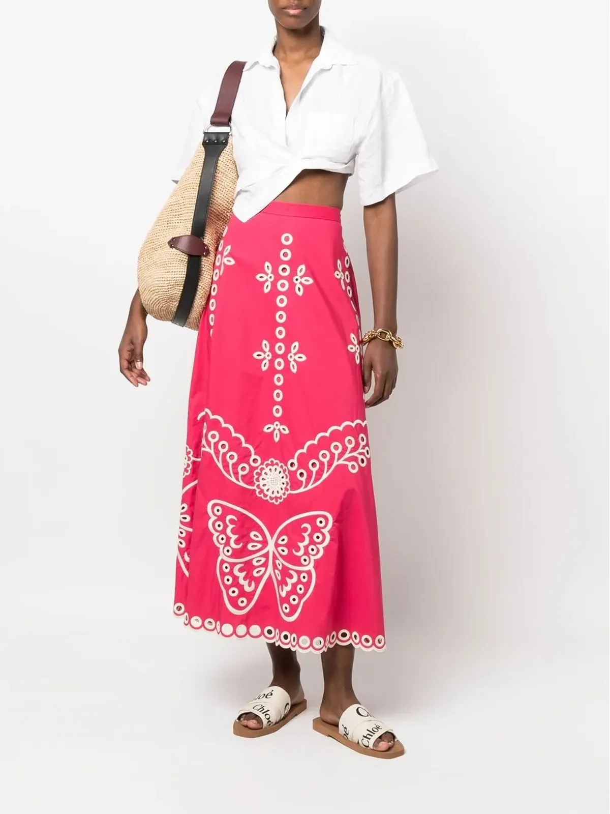 RED Valentino 刺繍蝶のAラインスカート - 画像2