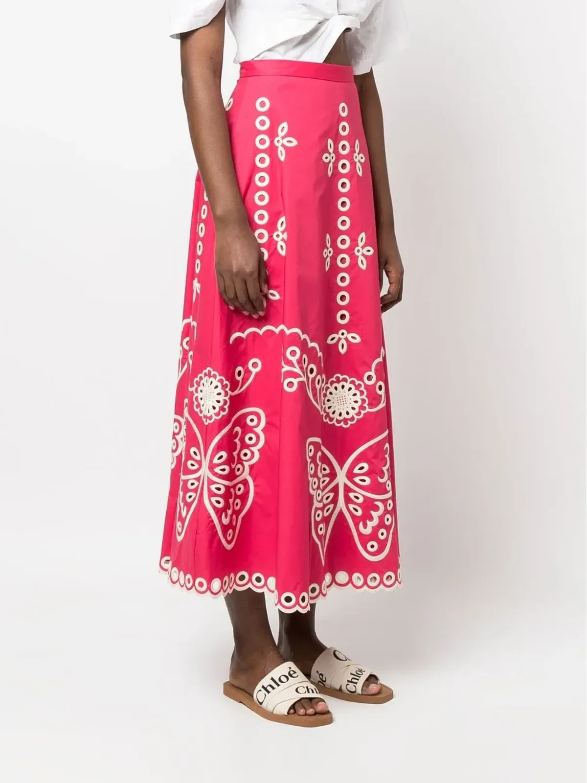 RED Valentino 刺繍蝶のAラインスカート - 画像3