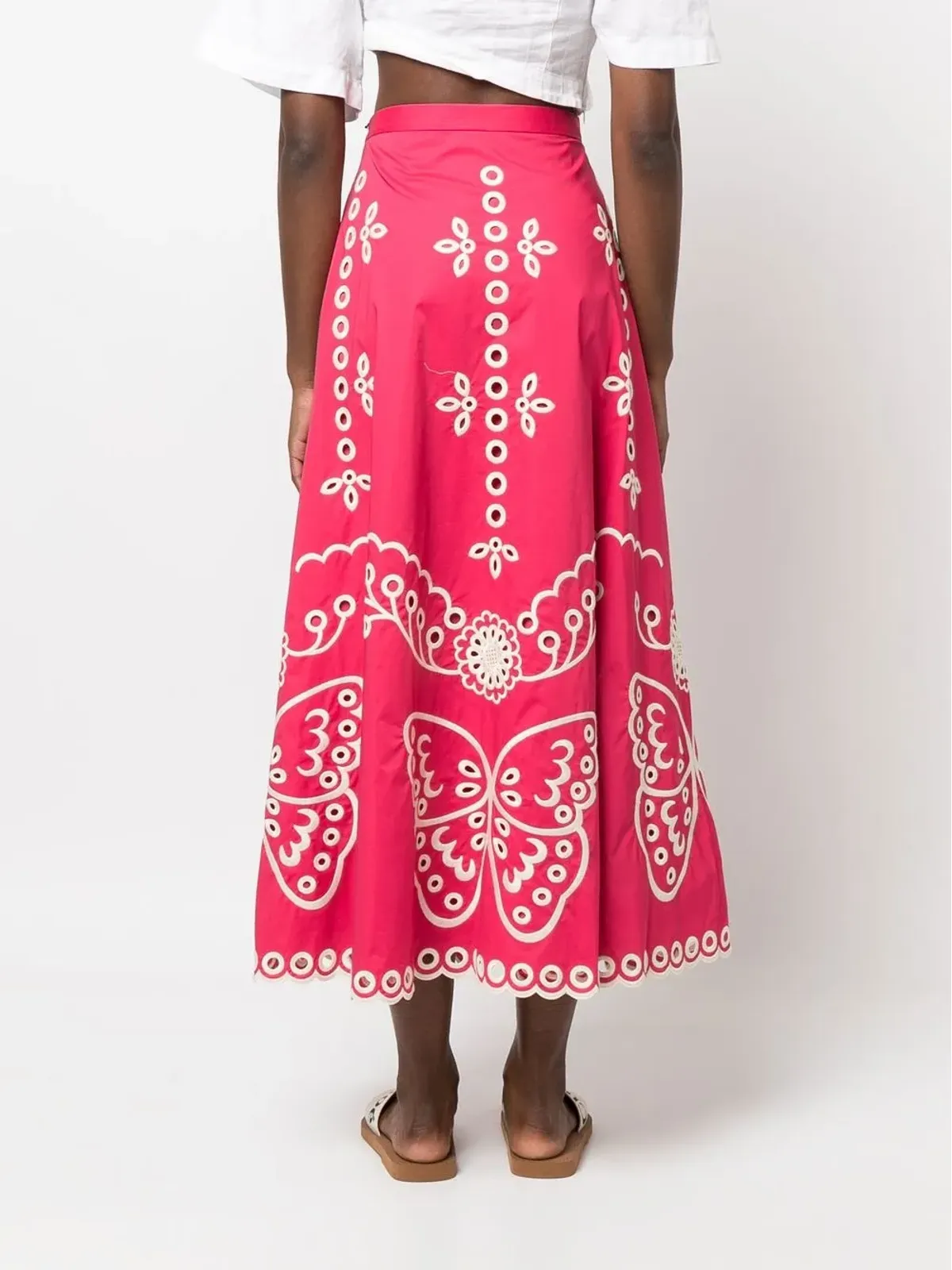 RED Valentino 刺繍蝶のAラインスカート - 画像4