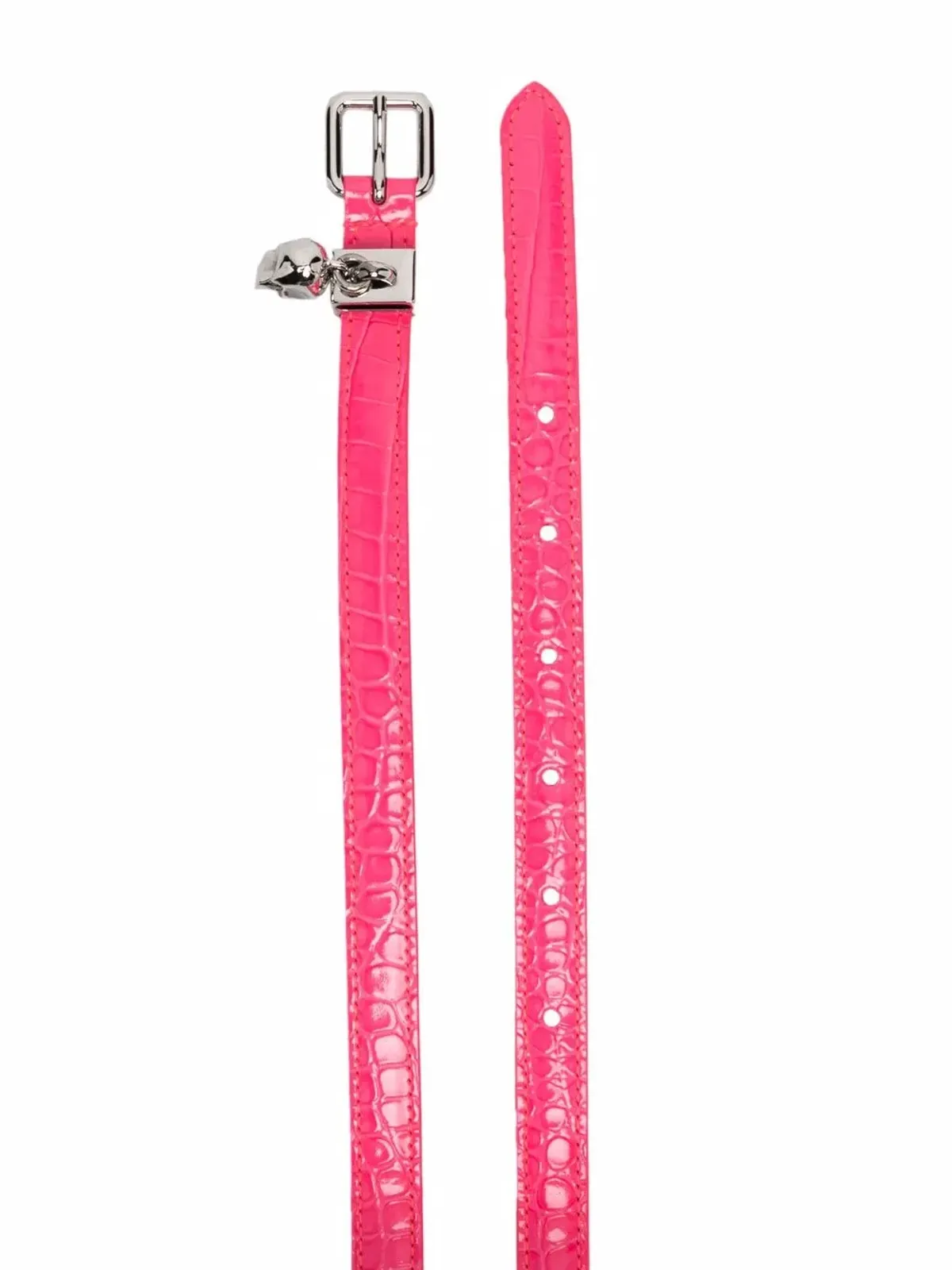 Alexander McQueen ピンクのスカルチャームバックルベルト - 画像2
