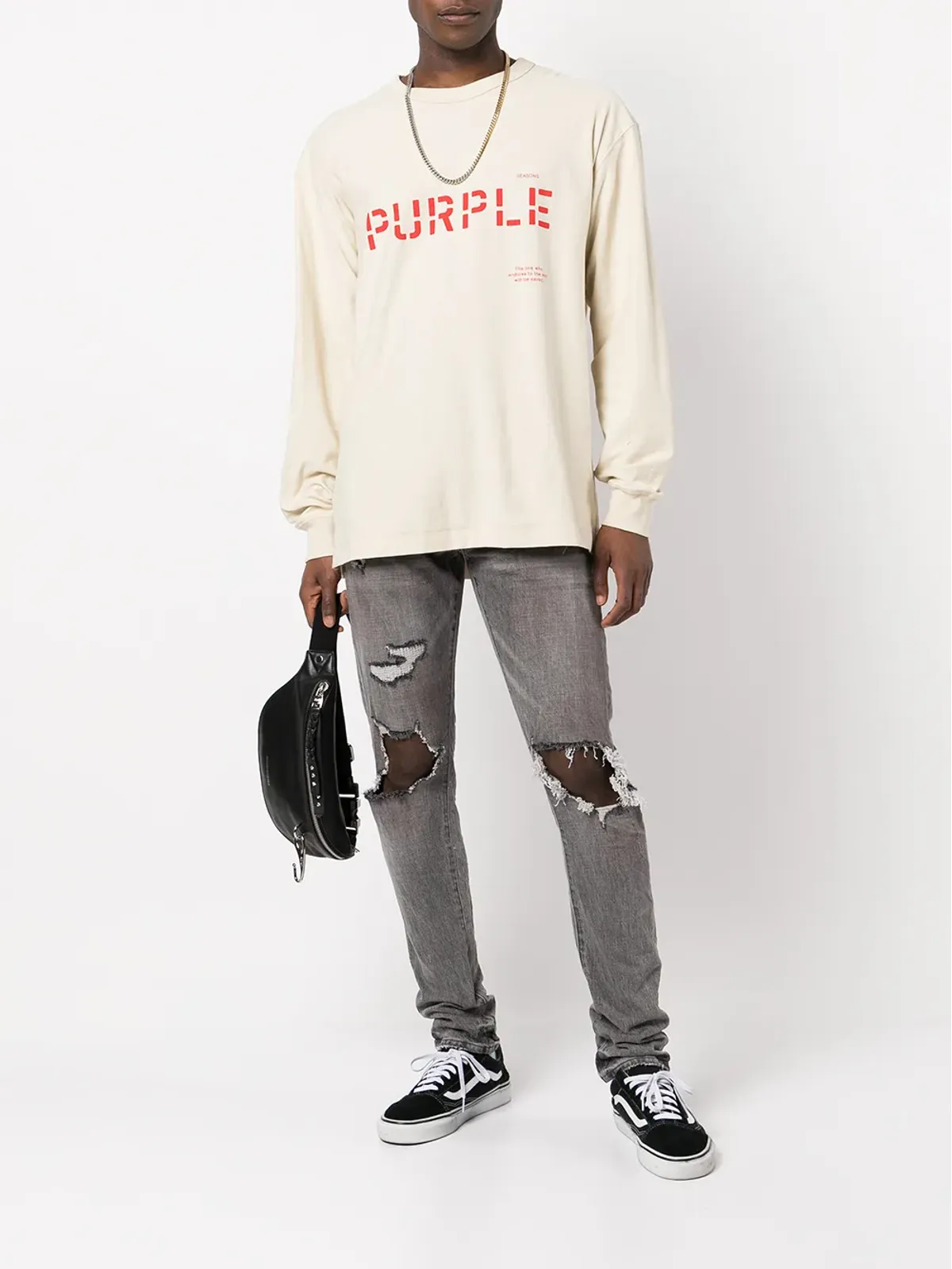 Purple Brand 色落ち・ダメージ加工スリムフィットジーンズ - グレー - 画像2