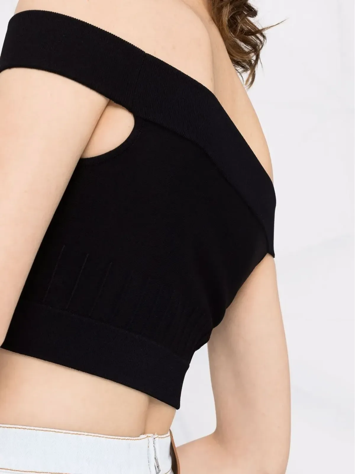 Alexander McQueen オフショルダークロップトップ - 画像5
