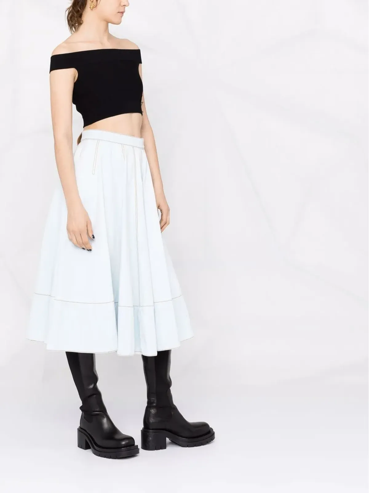 Alexander McQueen オフショルダークロップトップ - 画像4
