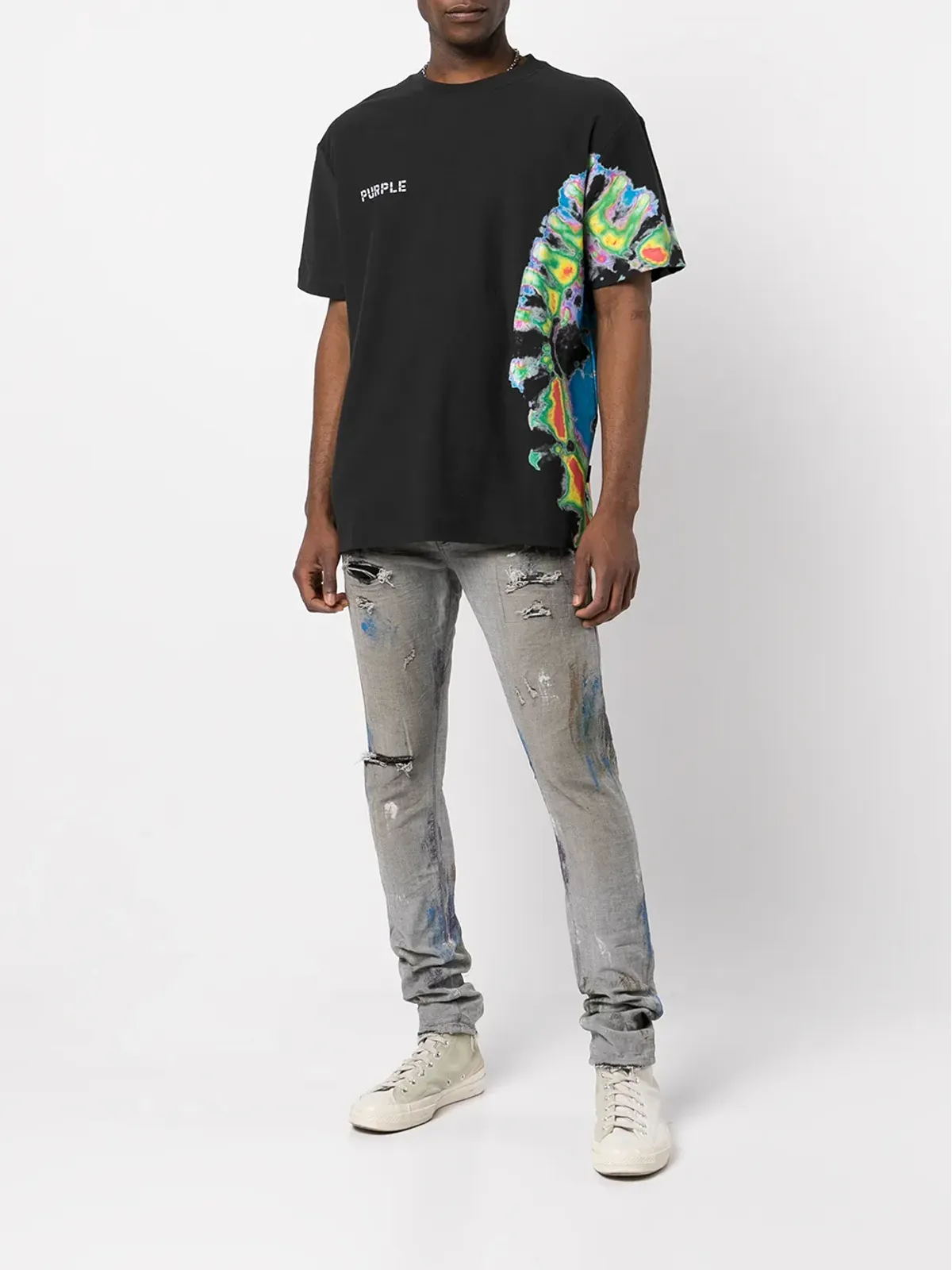 Purple Brand ペイントスプラッター入りスリムフィットジーンズ - グレー - 画像2