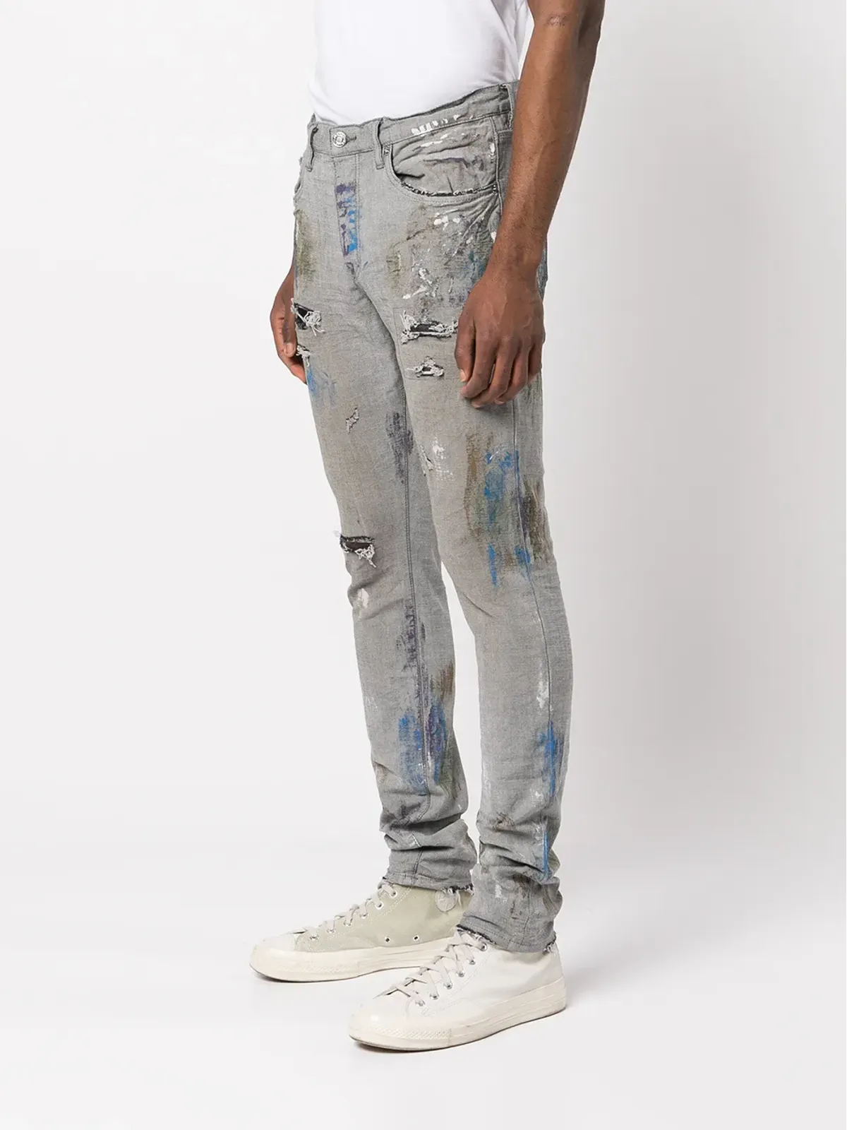Purple Brand ペイントスプラッター入りスリムフィットジーンズ - グレー - 画像3