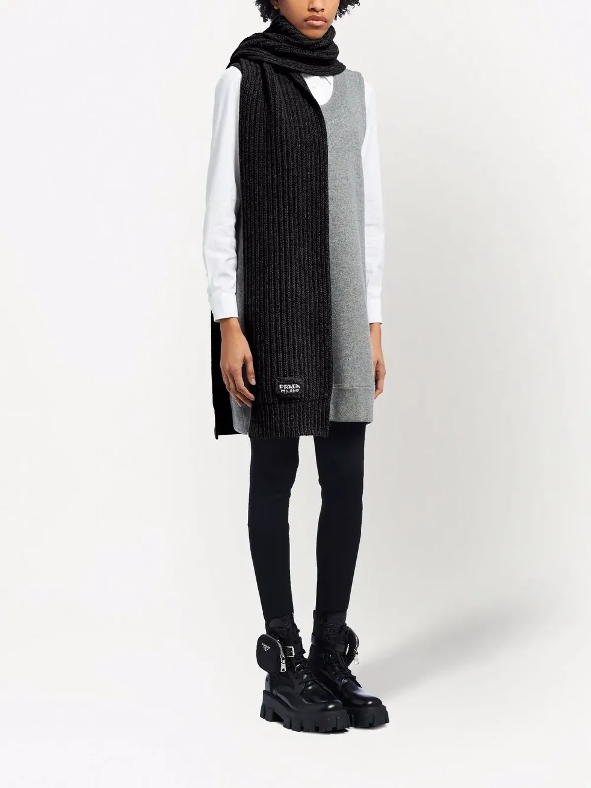 Prada ロゴパッチ編みスカーフ - 画像2