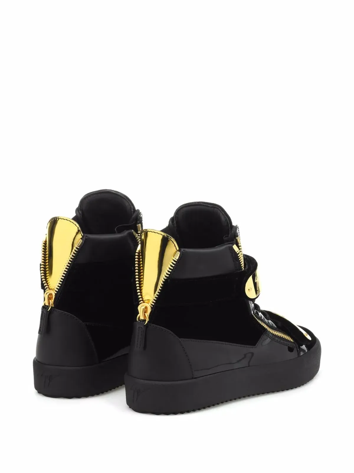 Giuseppe Zanotti コビー ベルベット ダブルストラップ ミッドトップ スニーカー - ブラック - 画像3