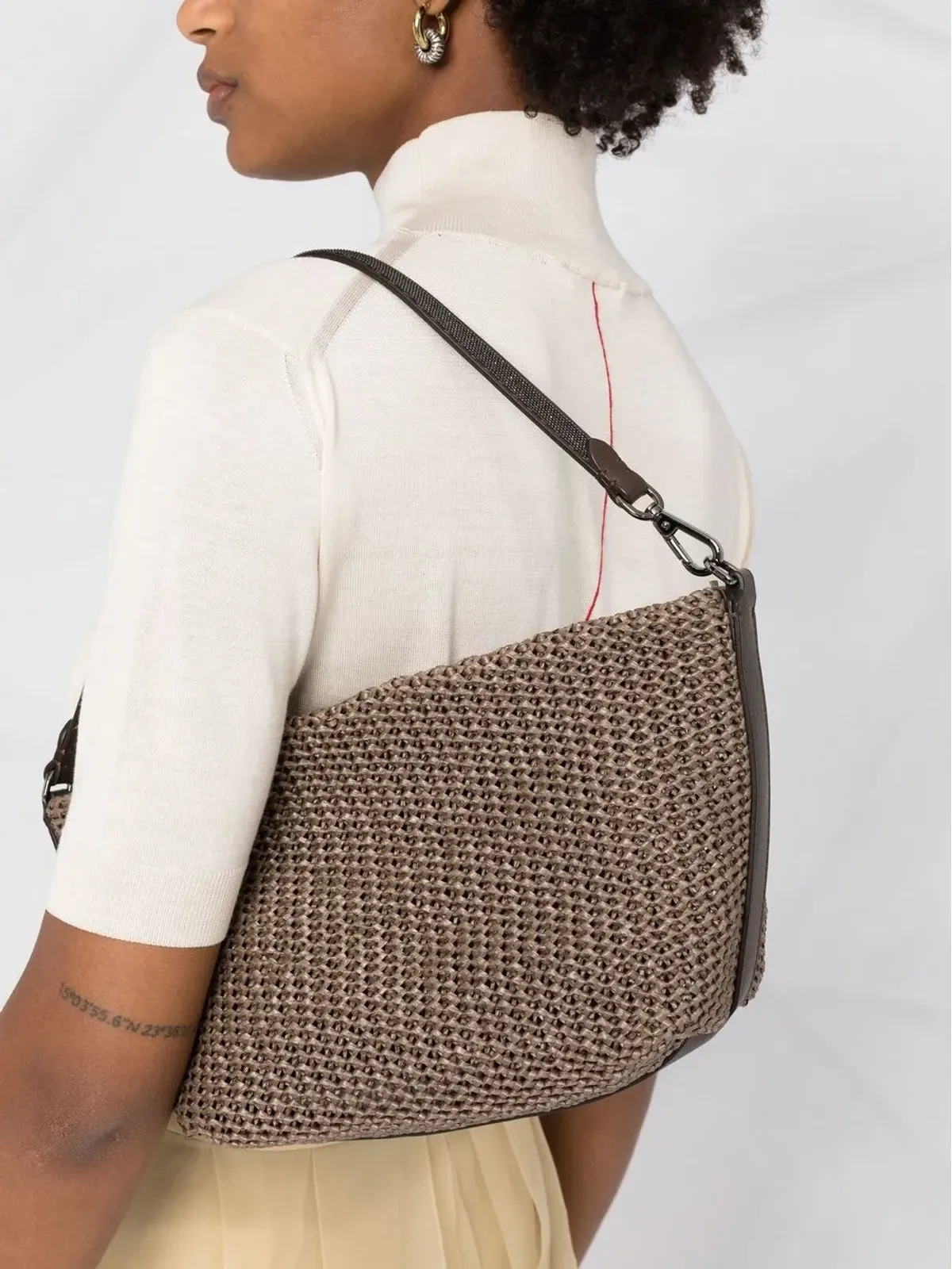 Brunello Cucinelli ラフィア風ショルダーバッグ - 画像3