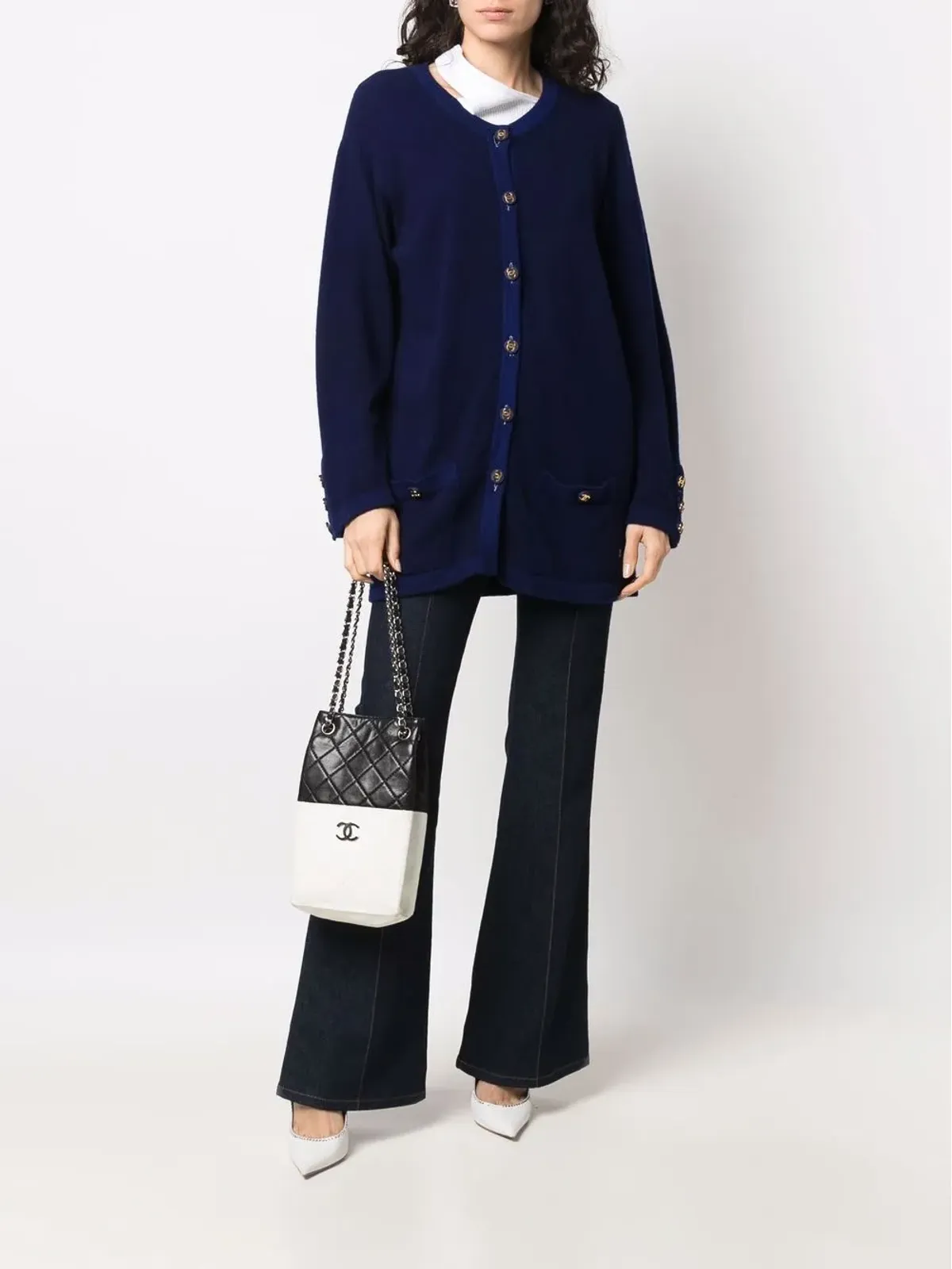CHANEL ビンテージ 2008-2009 バイカラー CCロゴ ショルダーバッグ - 画像2
