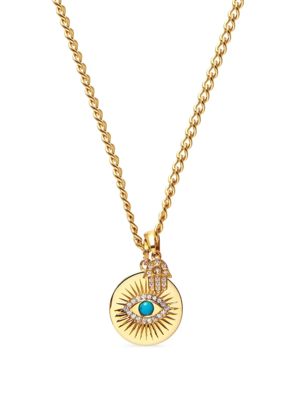 Nialaya Jewelry 邪眼とハムサの手ネックレス - ゴールド - 画像1