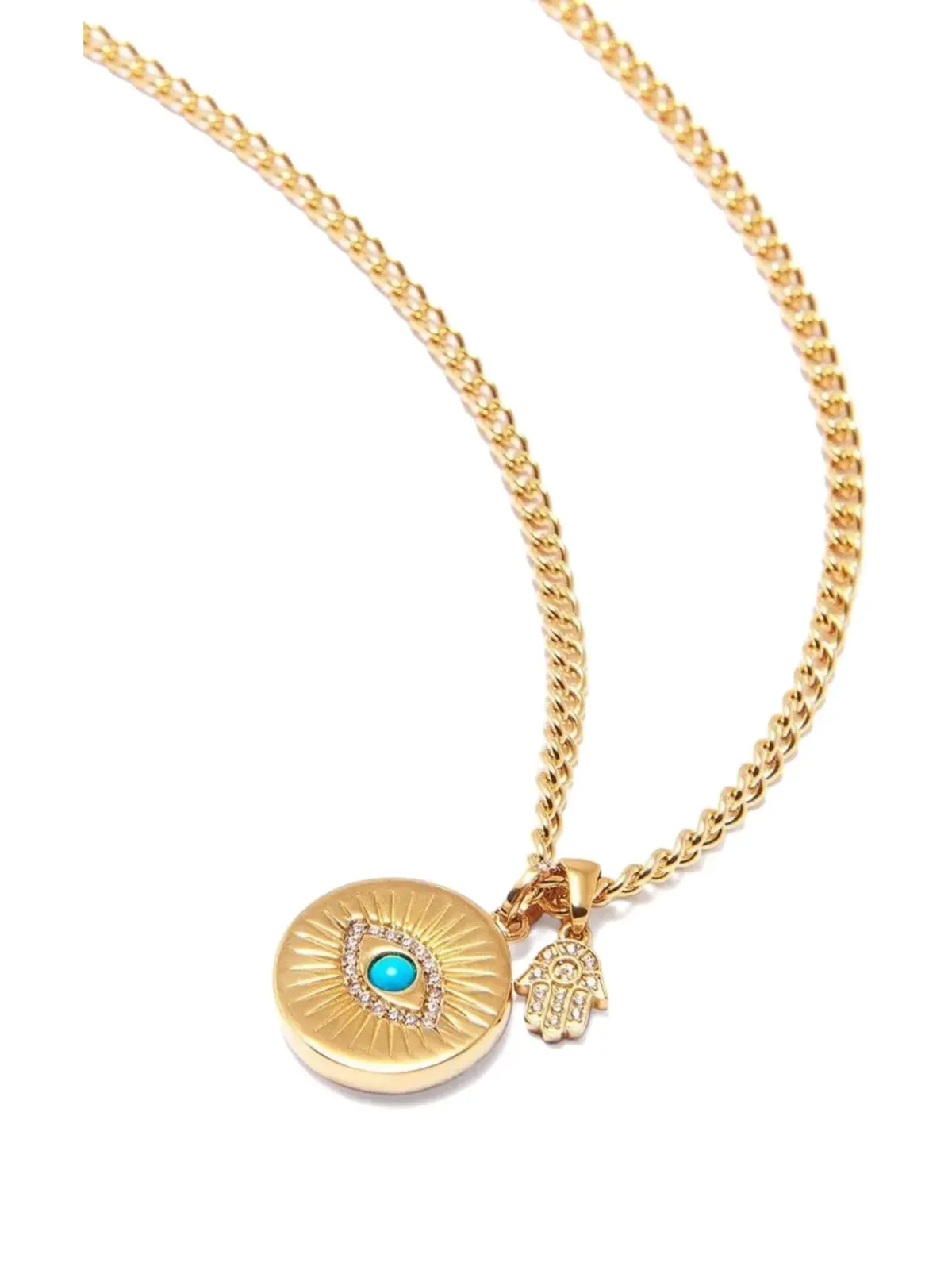 Nialaya Jewelry 邪眼とハムサの手ネックレス - ゴールド - 画像3