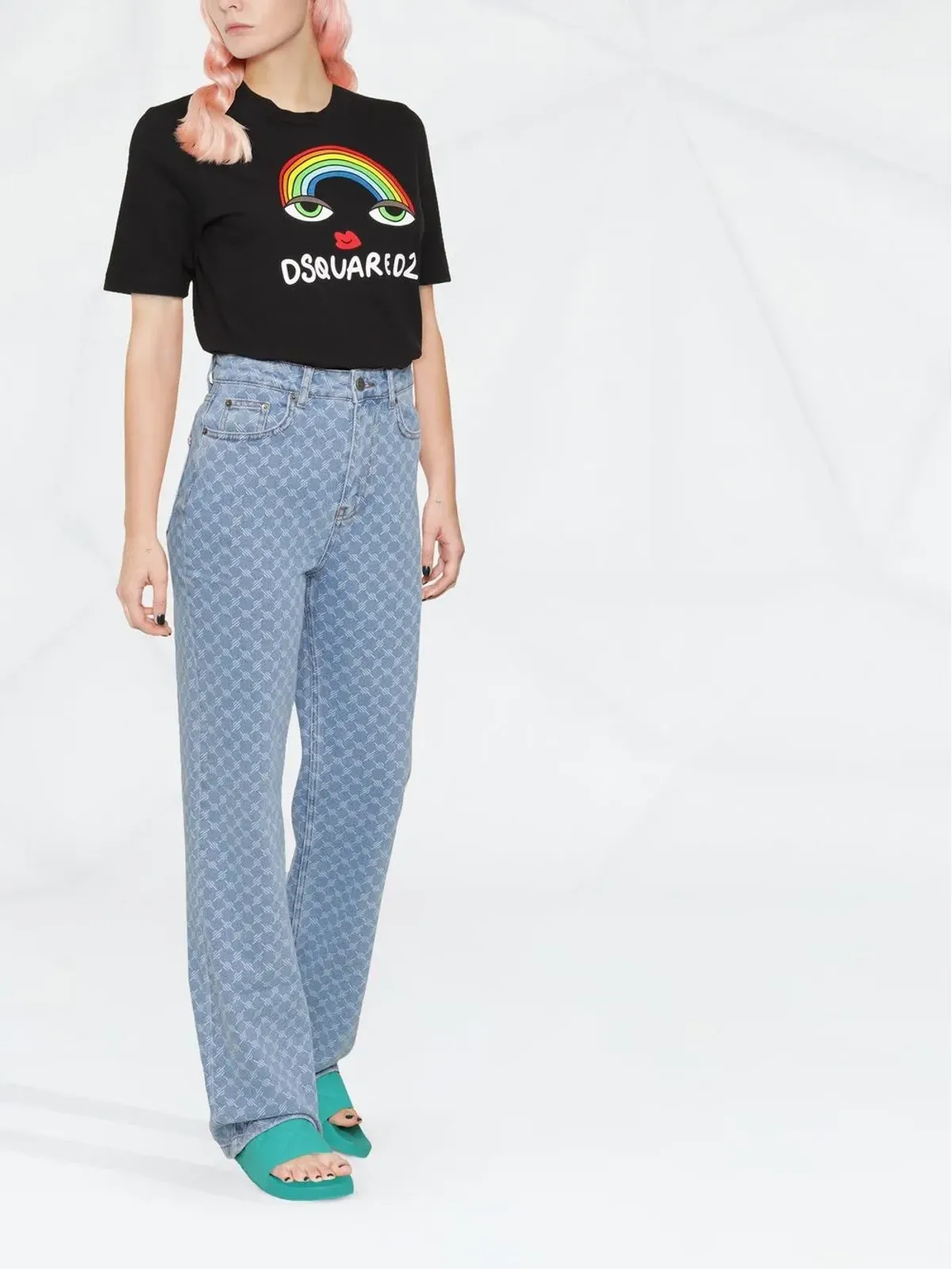 DSQUARED2 虹色ロゴ コットン Tシャツ - 画像2