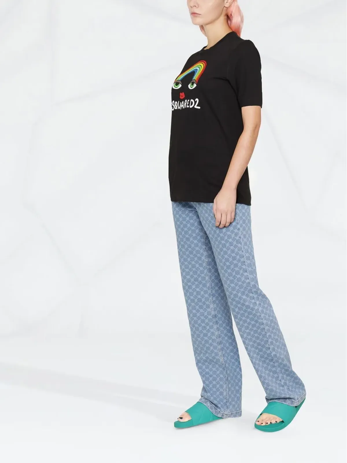 DSQUARED2 虹色ロゴ コットン Tシャツ - 画像3
