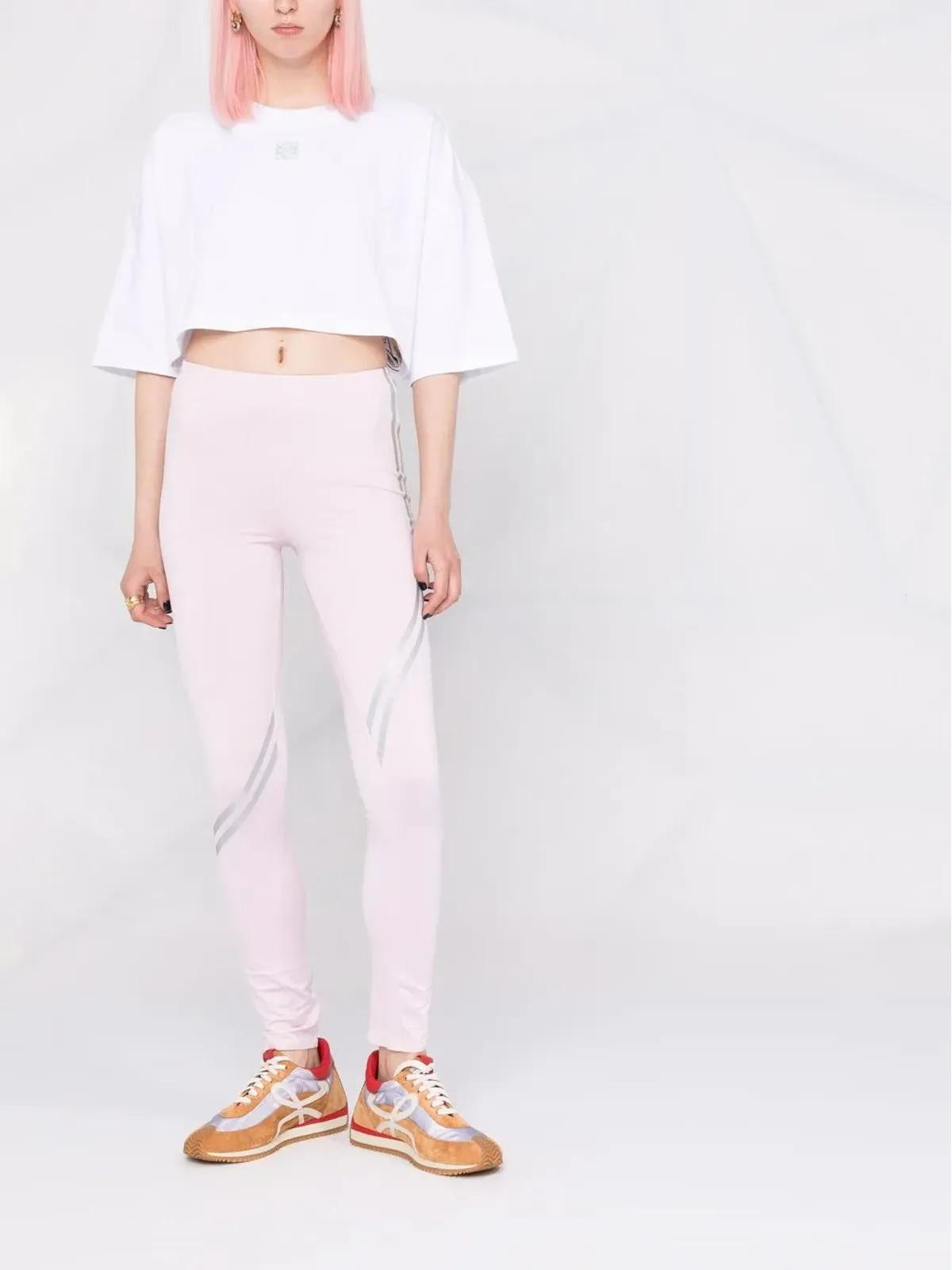 LOEWE ロゴプリント ストレッチ レギンス - ピンク - 画像2