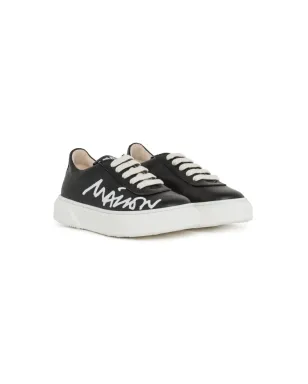 MM6 Maison Margiela Kids ロゴプリント レザー スニーカー - サムネイル1