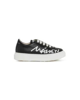 MM6 Maison Margiela Kids ロゴプリント レザー スニーカー - サムネイル2