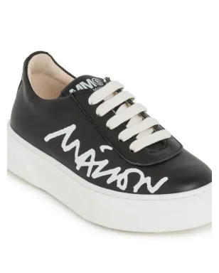 MM6 Maison Margiela Kids ロゴプリント レザー スニーカー - サムネイル4