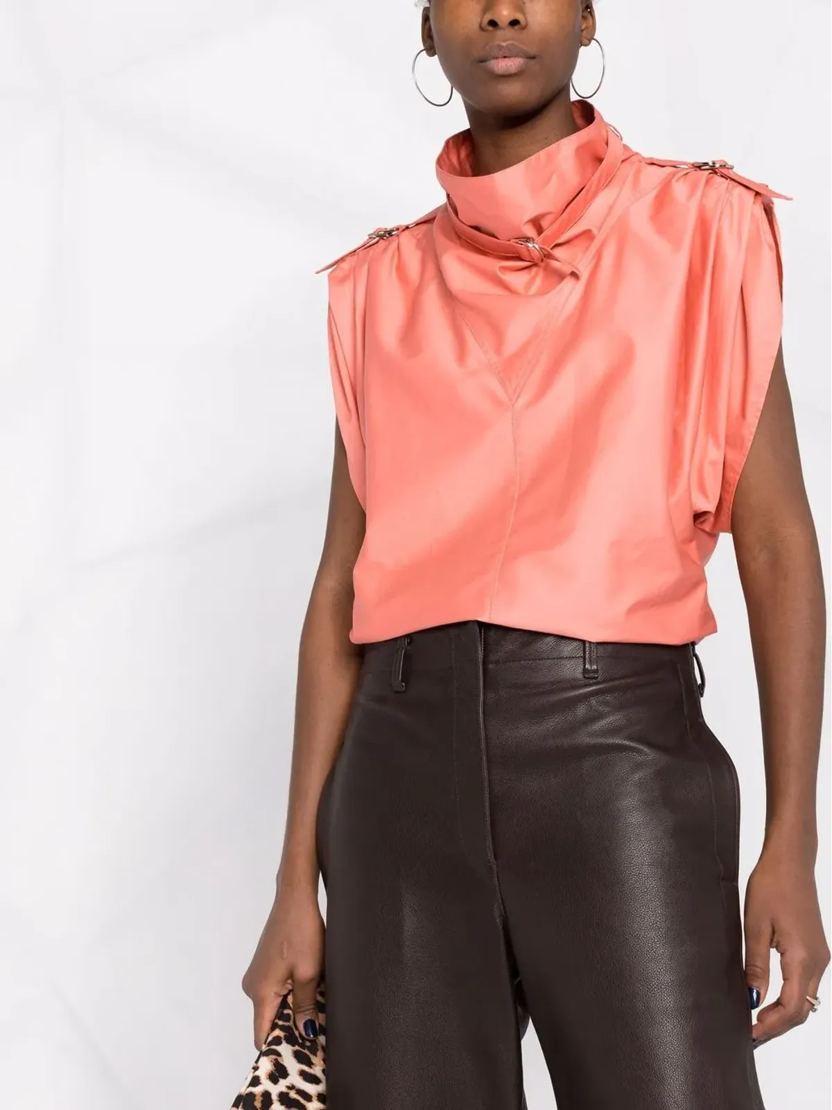 ISABEL MARANT ベルトディテール ファネルネック ブラウス - 画像5