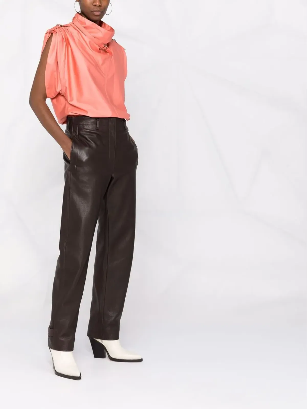 ISABEL MARANT ベルトディテール ファネルネック ブラウス - 画像4