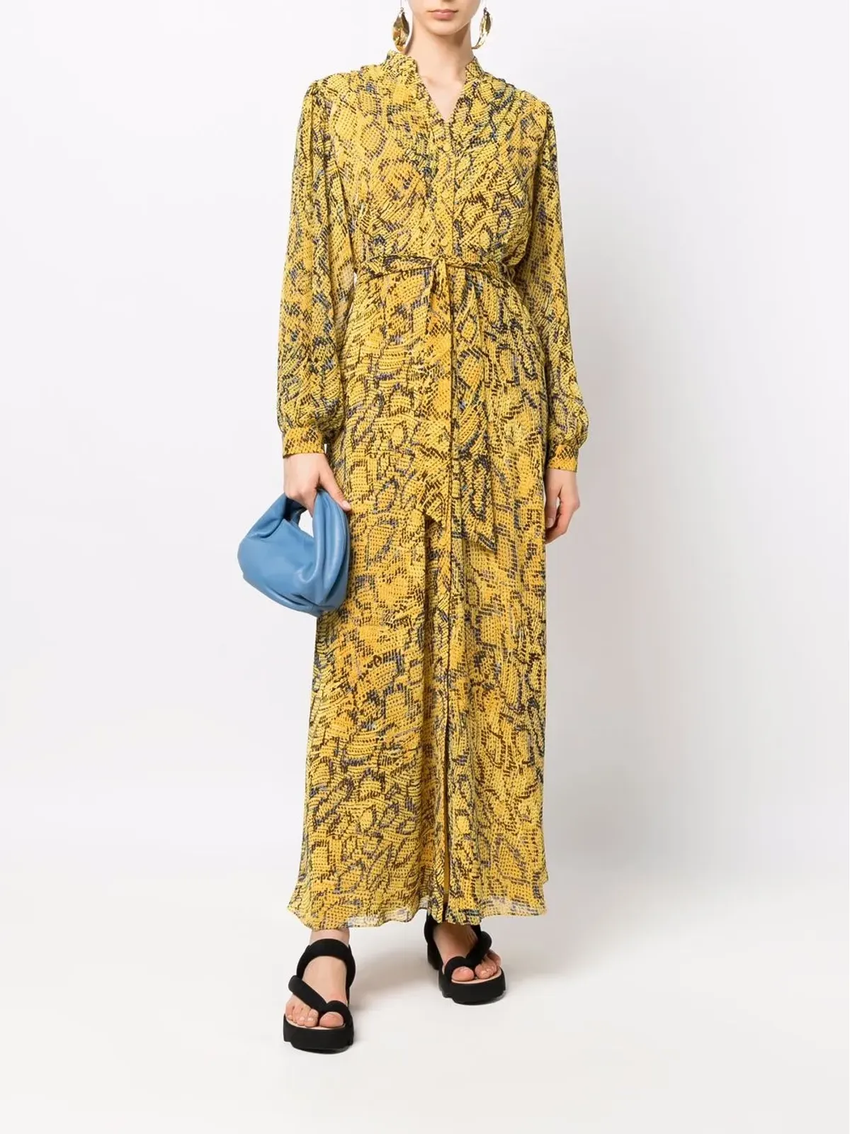 DVF Diane von Furstenberg ベルト付き蛇柄マキシドレス - 画像2