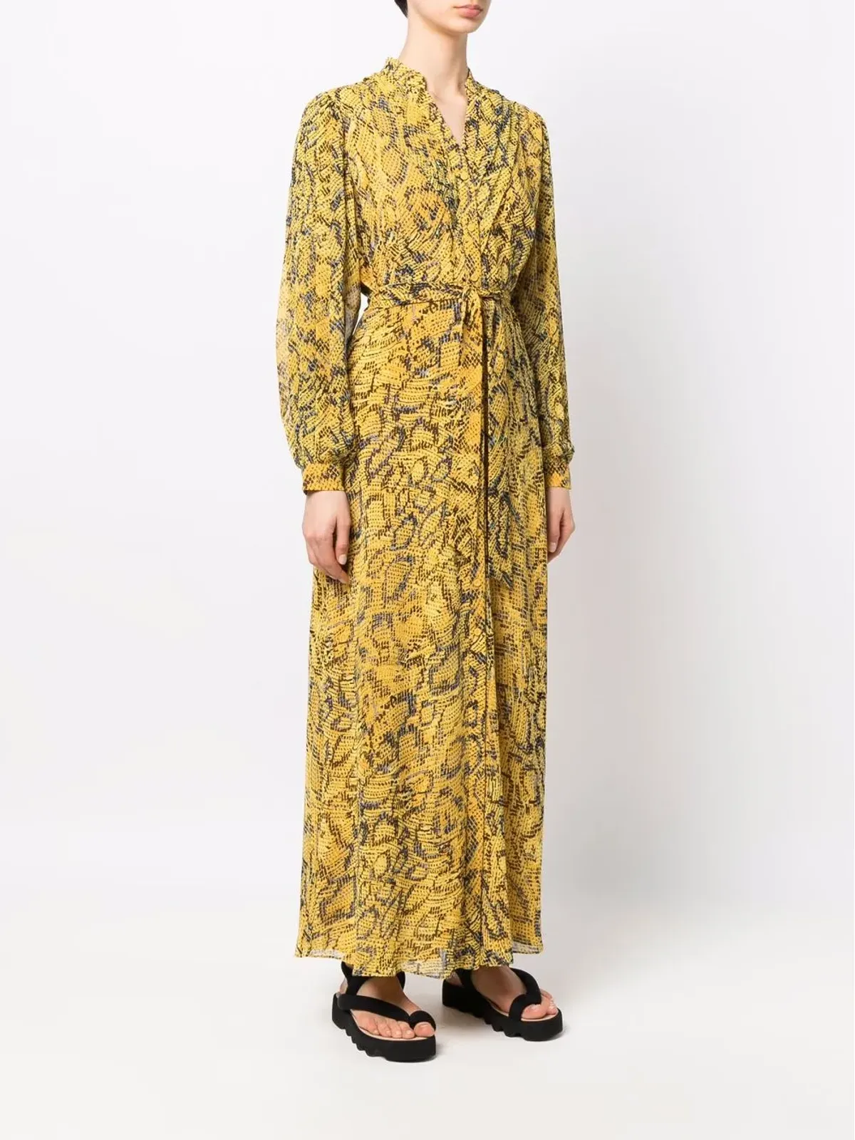 DVF Diane von Furstenberg ベルト付き蛇柄マキシドレス - 画像3