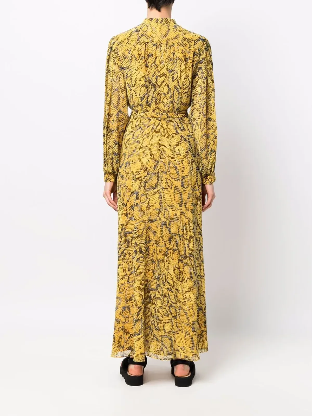 DVF Diane von Furstenberg ベルト付き蛇柄マキシドレス - 画像4