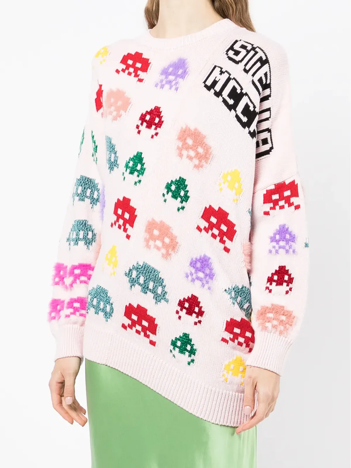 Stella McCartney インターシャ編み アシンメトリックセーター - 画像3