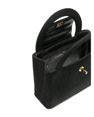 CHANEL ビンテージ 1997-1999 CC Turn-lock トップハンドルバッグ - ブラック - サムネイル5