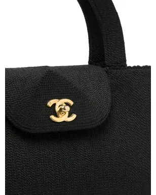 CHANEL ビンテージ 1997-1999 CC Turn-lock トップハンドルバッグ - ブラック - サムネイル4